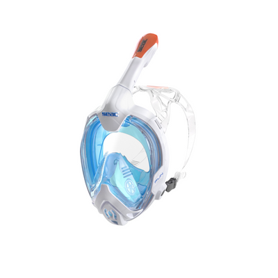 Front Side view of the White SEAC Kids Full Face Snorkel Mask 