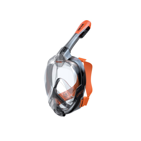 Front Side view of the Black Orange SEAC Unica Full Face Snorkel Mask 