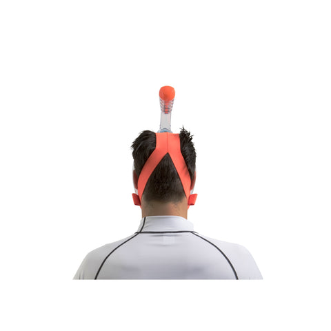 Back view of a person with the Blue Orange SEAC Unica Full Face Snorkel Mask 