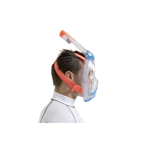 Side view of a person with the Blue Orange SEAC Unica Full Face Snorkel Mask 